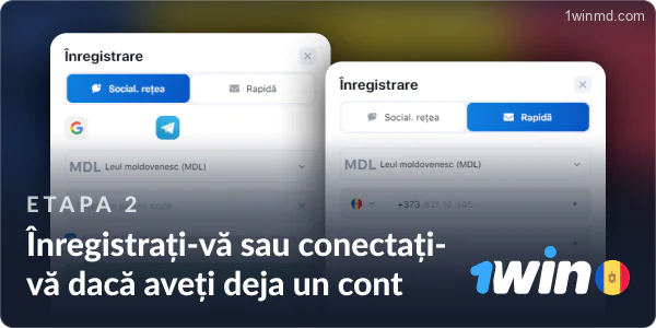 Înregistrează-te sau conectează-te pe 1win Moldova