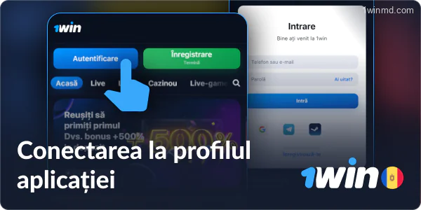 Capturi de ecran ale aplicației 1win destinate Moldovei.