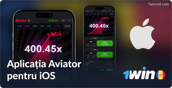 Aplicația mobilă Aviator 1win Moldova pentru dispozitive iOS.