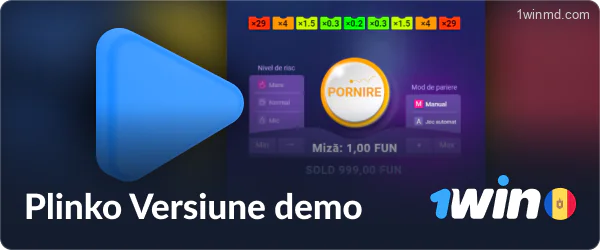 Versiunea demo a jocului Plinko pe platforma 1win Moldova