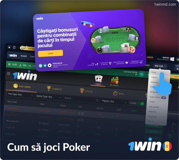 Instrucțiuni pentru accesarea jocului de poker la 1win Casino din Moldova