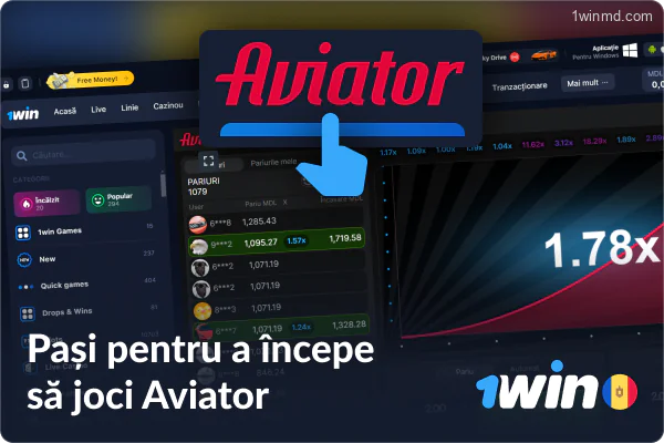 Ghid de utilizare pentru jocul Aviator pe platforma cazinoului 1win din Moldova.