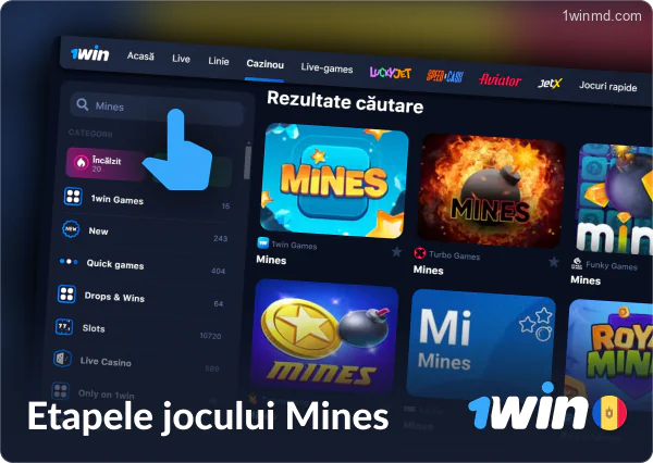 Instrucțiuni pentru a juca Mines pe platforma 1win din Moldova.