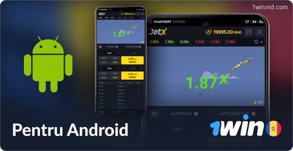 Aplicația mobilă JetX 1win Moldova pentru Android.