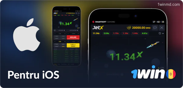 Aplicația mobilă JetX 1win Moldova pentru iOS.