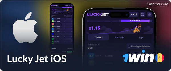 Aplicația mobilă Lucky Jet 1win pentru iOS.