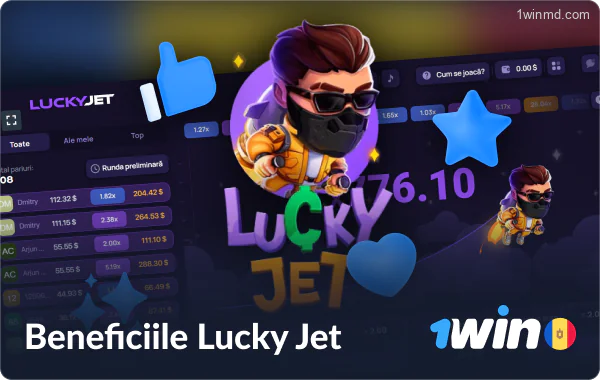Avantajele de a juca Lucky Jet la cazinoul online 1win din Moldova.