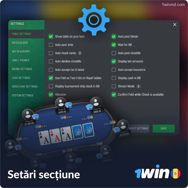 Configurarea jocului de poker pe 1win în Moldova