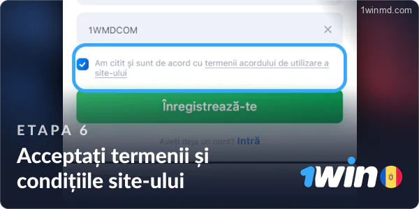 Acceptați termenii și condițiile împreună cu politica de confidențialitate 1win.