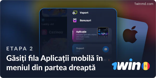 Îndreaptă-te către tab-ul „Aplicații mobile” în meniul 1win.